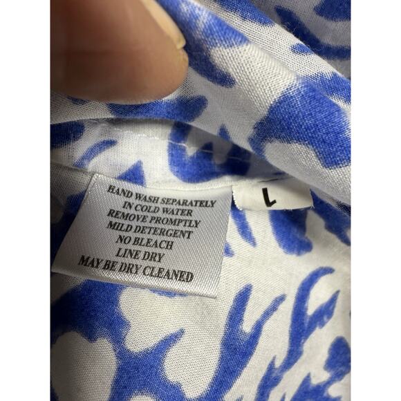 Sulu Collection Blue White Embroidered Cotton Tunic XL Boho Resort Coastal Chic - Picture 10 of 11